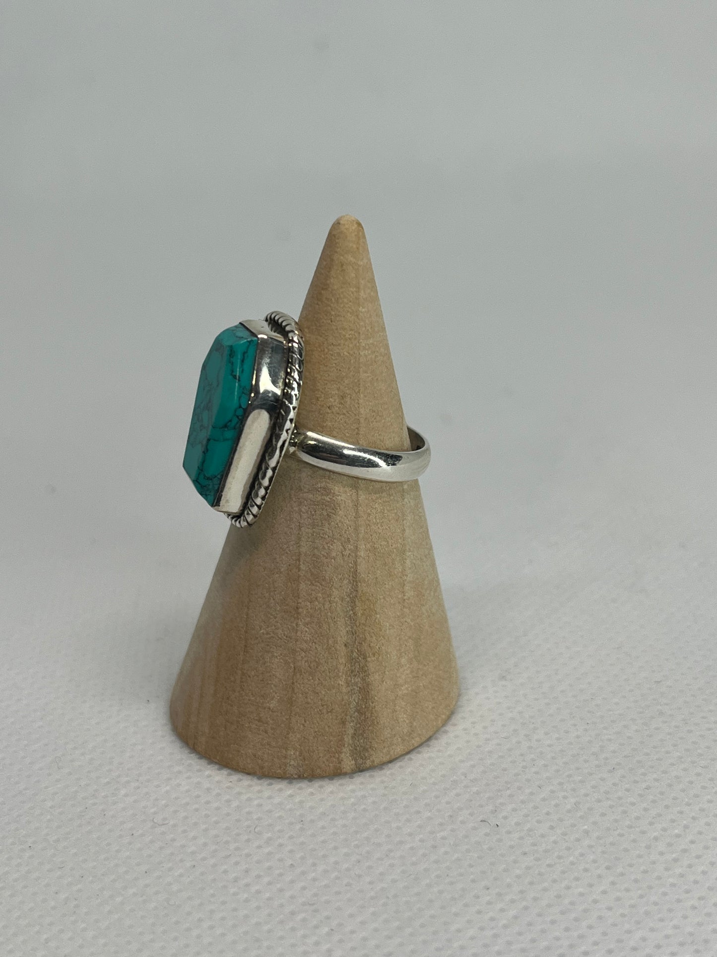 Coffin Style Ring - Turquoise (Reconstituted) - Size 6