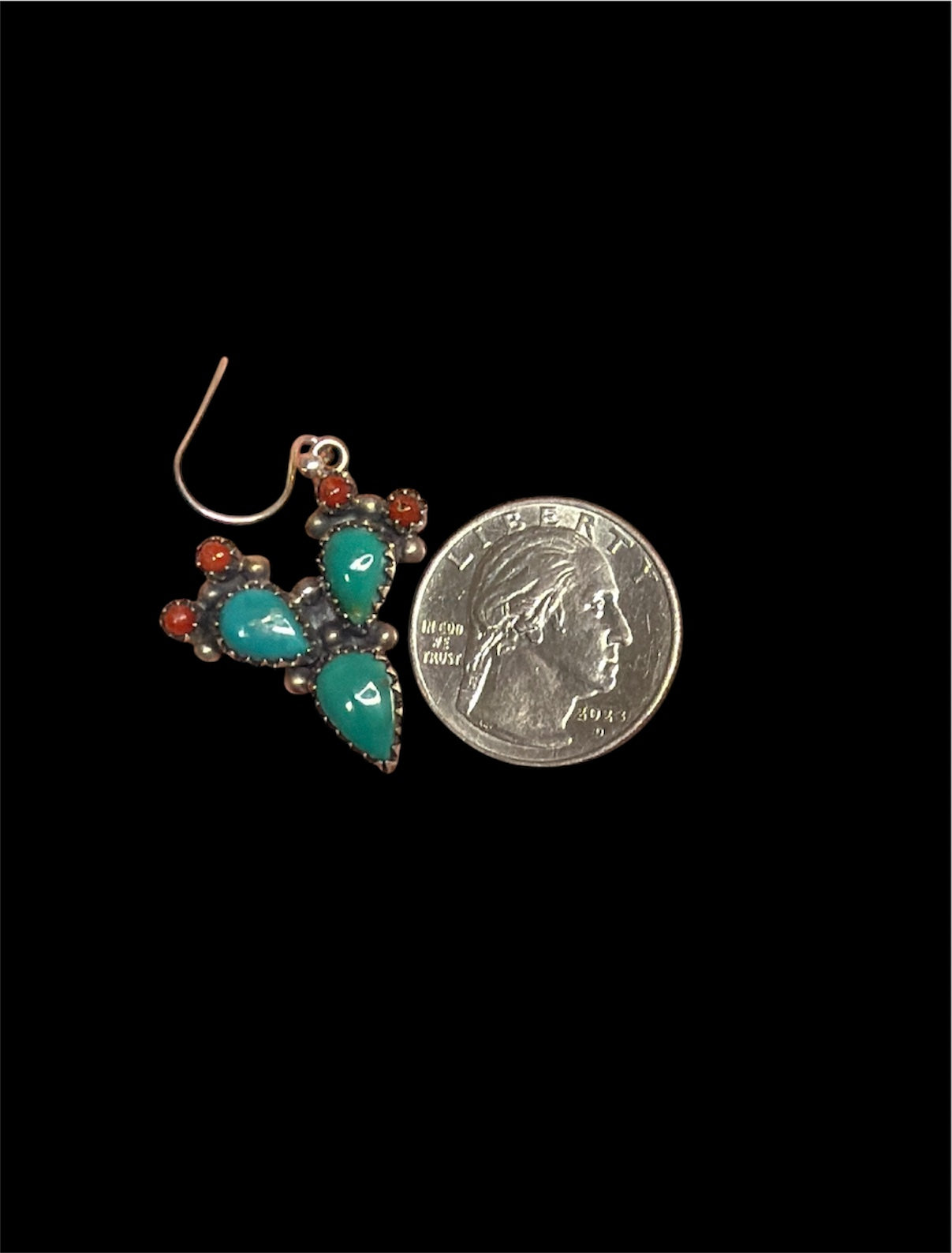 Handcrafted Kingman & Coral Cactus Earrings
