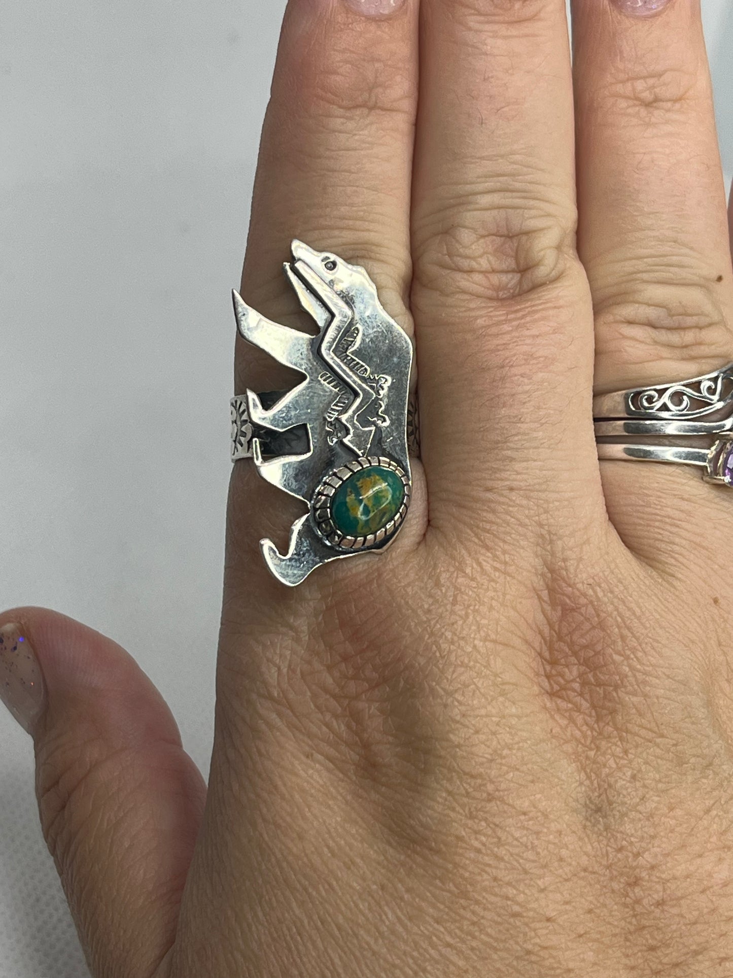 Southwestern Style Bear Sterling Silver Rings
