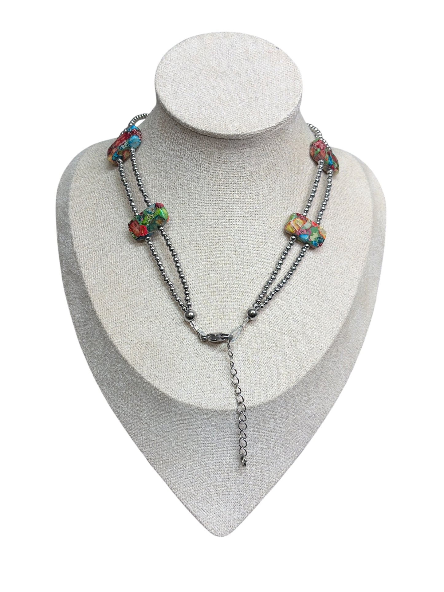 Stainless & Sea Sediment Jasper Choker Necklace