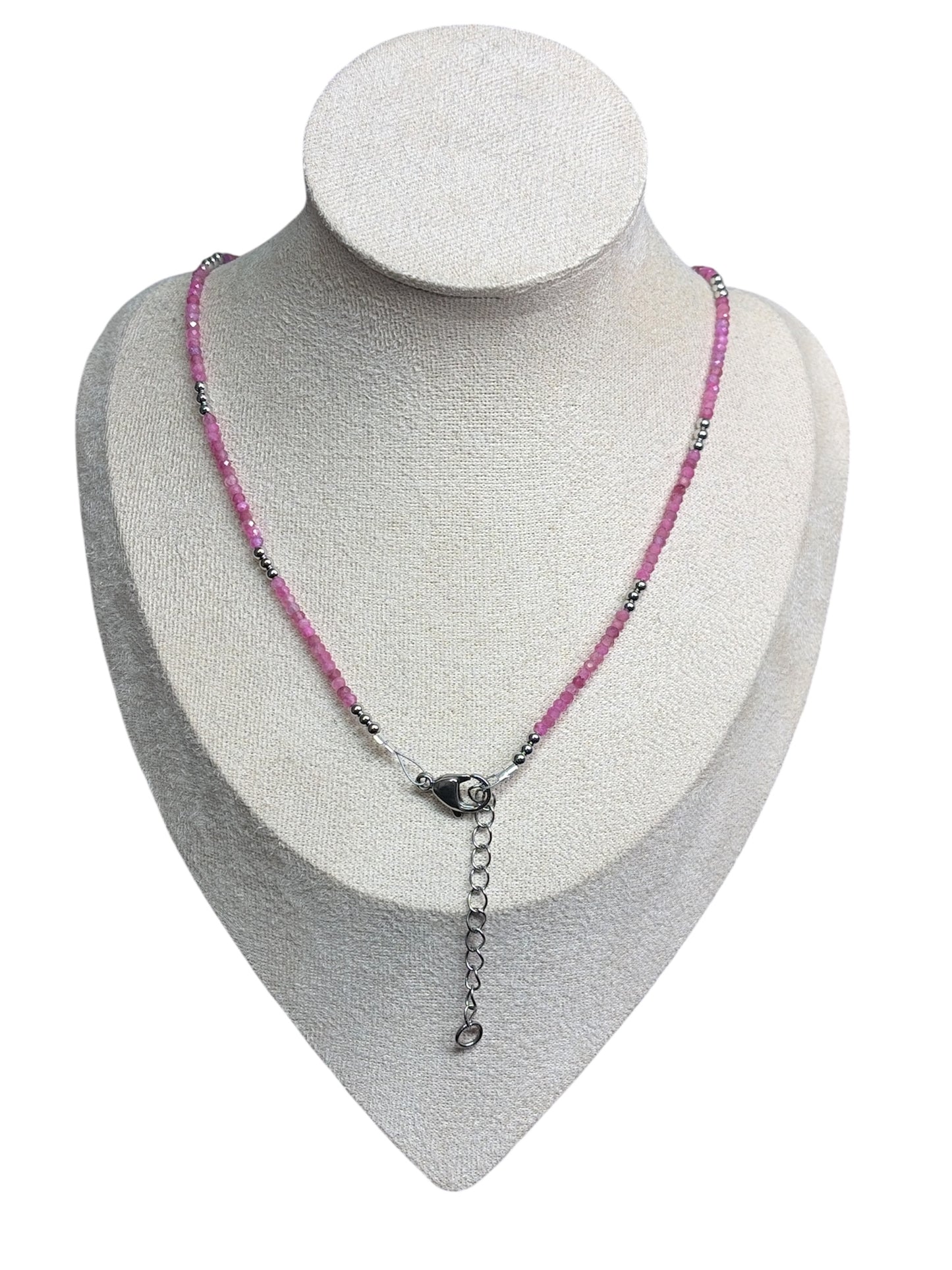 Pink Topaz & Stainless Steel Necklace