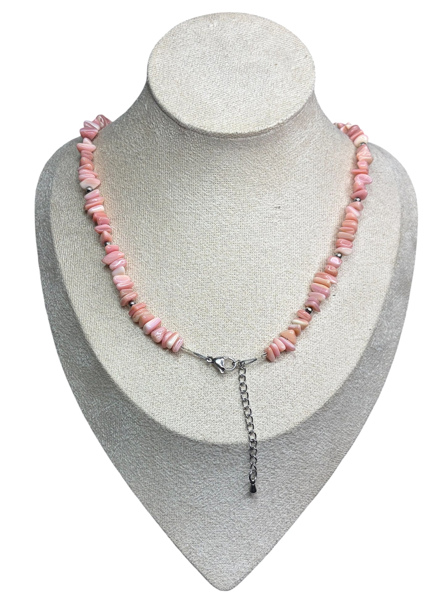 Pink Conch Chip & Sterling Necklace