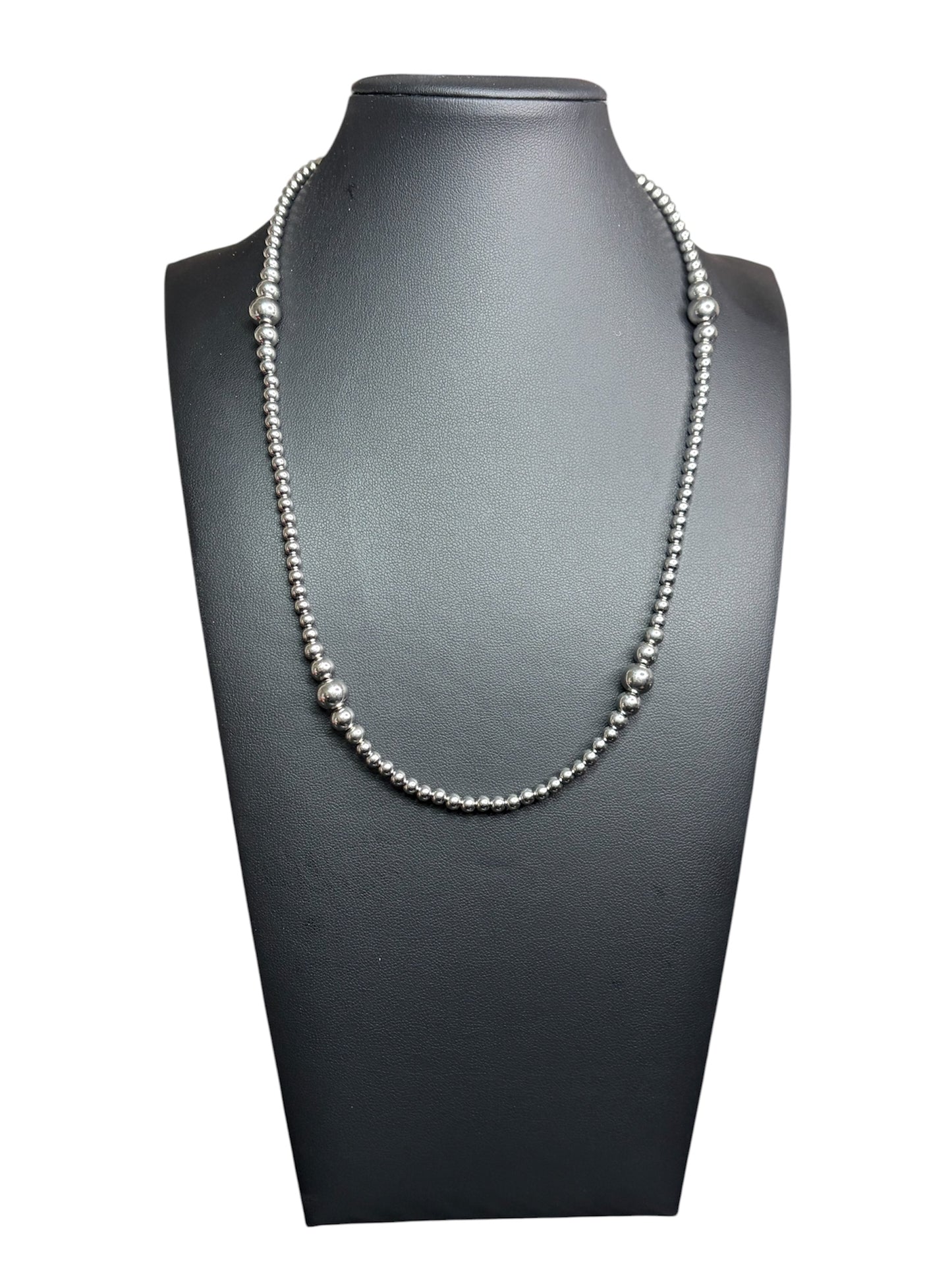 4mm-8mm Graduated Stainless Pearl Necklace - 18”-20”
