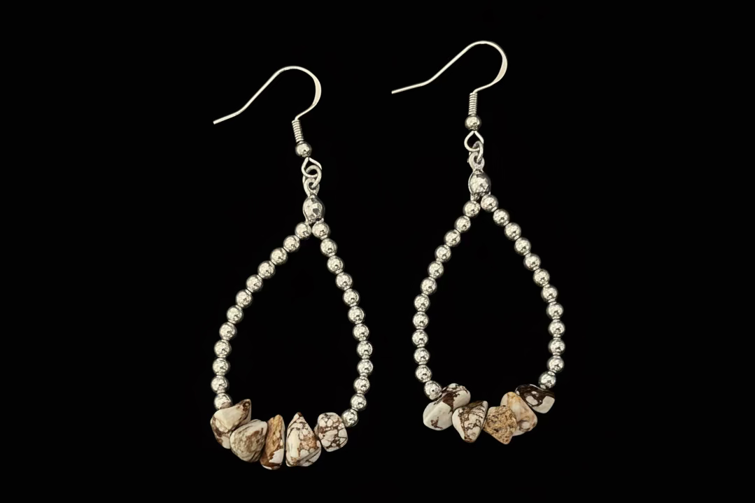 Wild Horse Jasper & Sterling Hoop Earrings