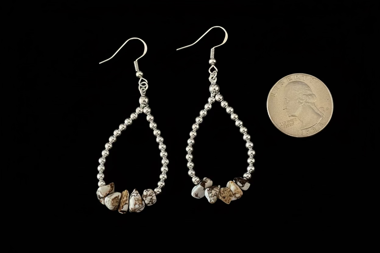 Wild Horse Jasper & Sterling Hoop Earrings