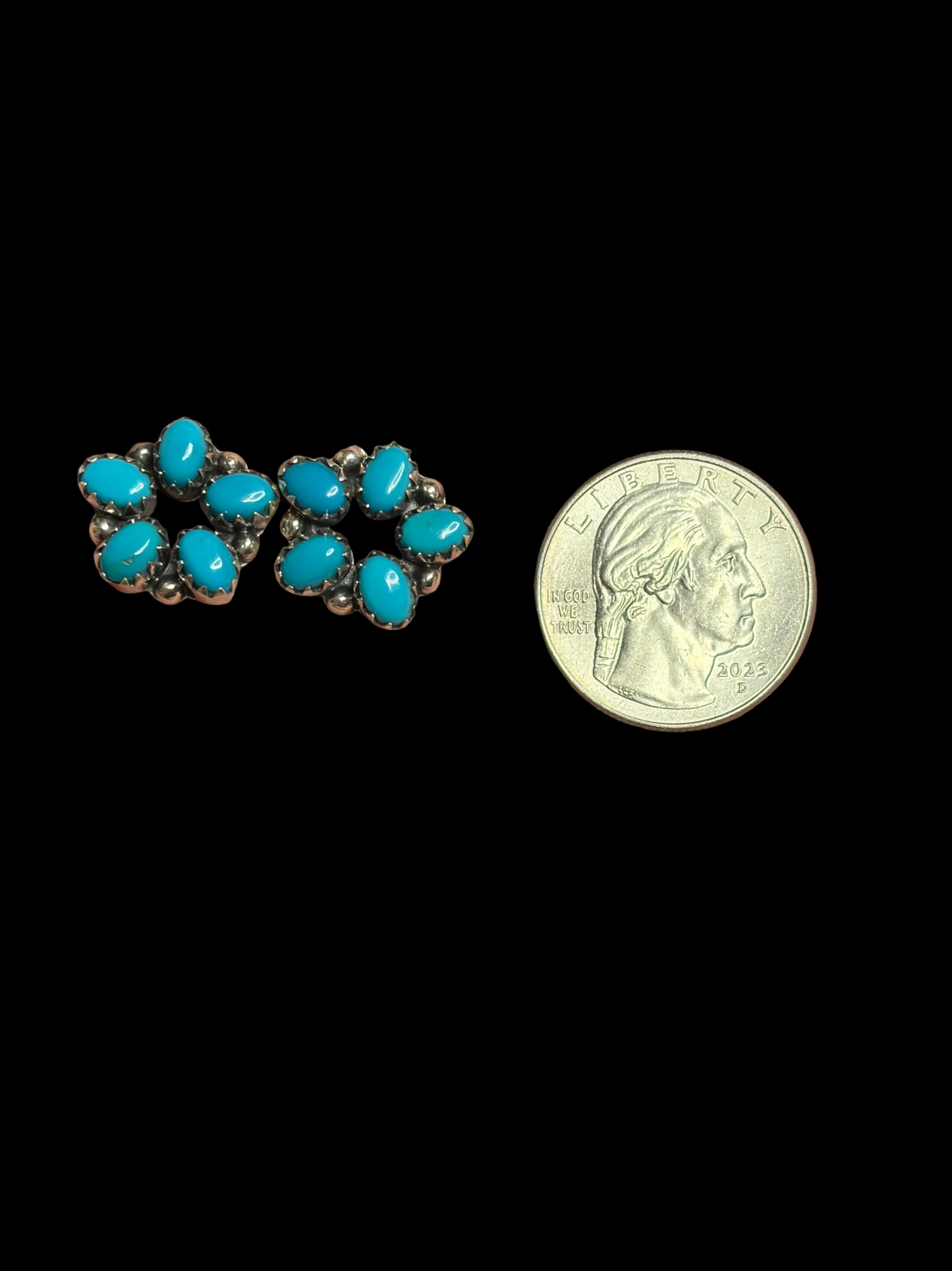 Handcrafted Kingman Turquoise Cluster Earrings