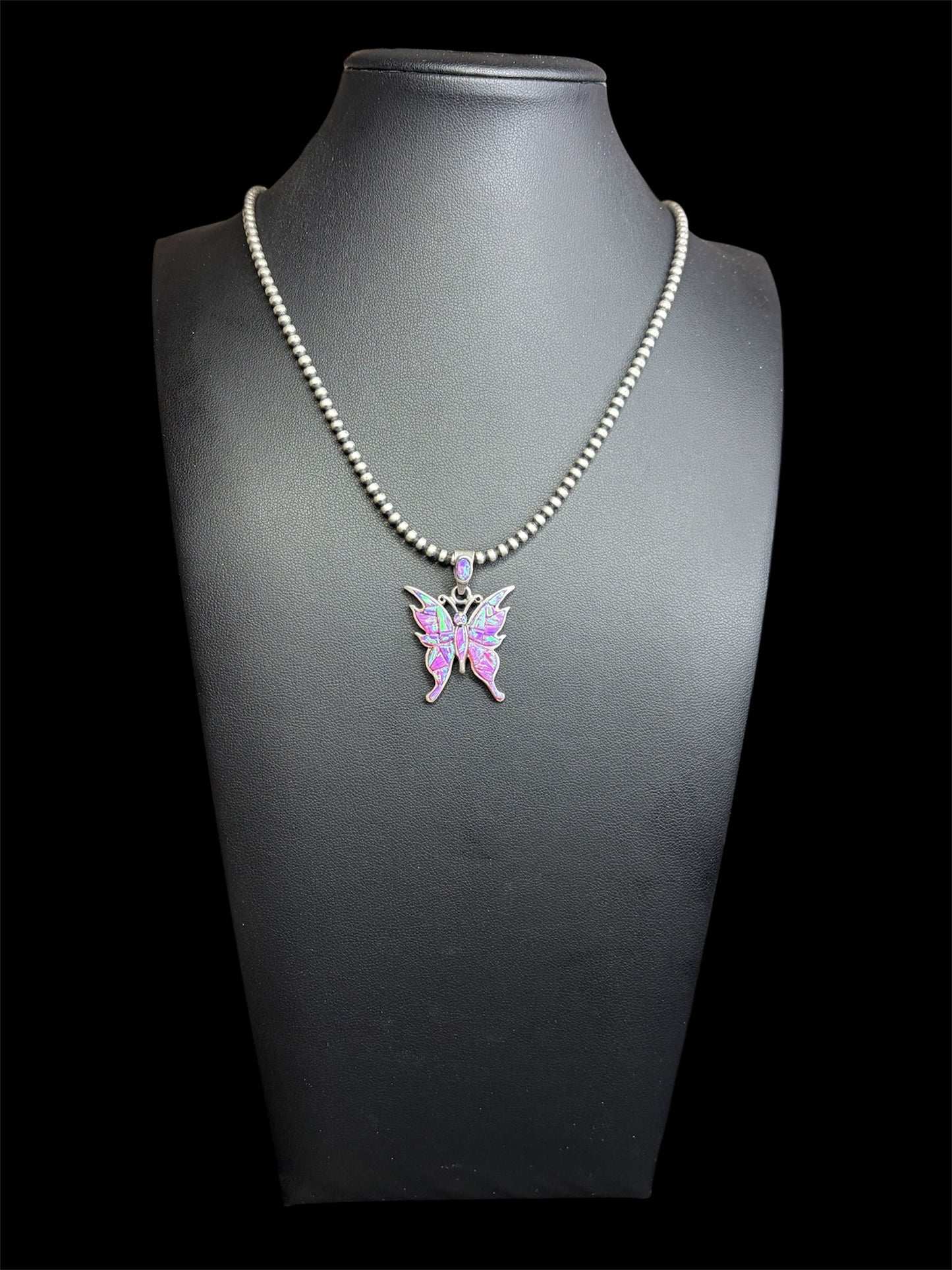Purple Lab Opal Butterfly Pendant