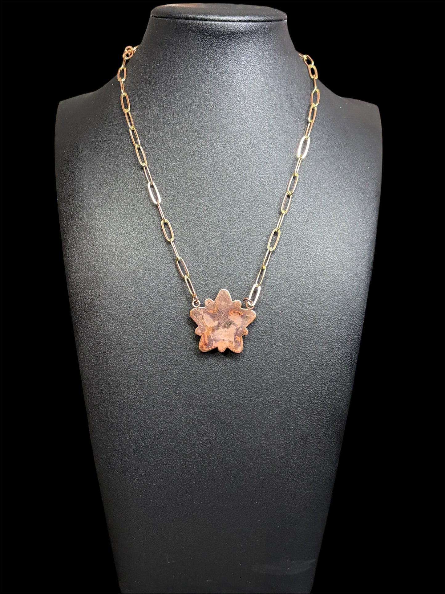 Cotton Candy Dahlia Star & Copper Neckalce