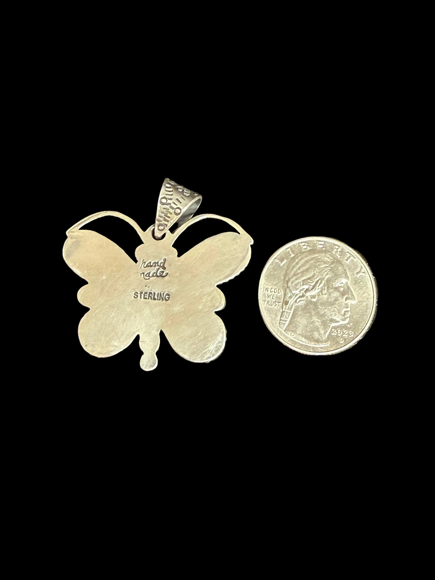 Handcrafted Pink Conch & Kingman Turquoise Butterfly Pendant