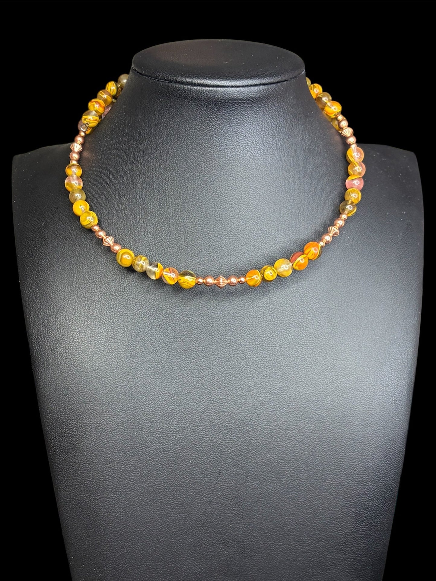 Cherry Fire Agate & Copper Wire Necklace