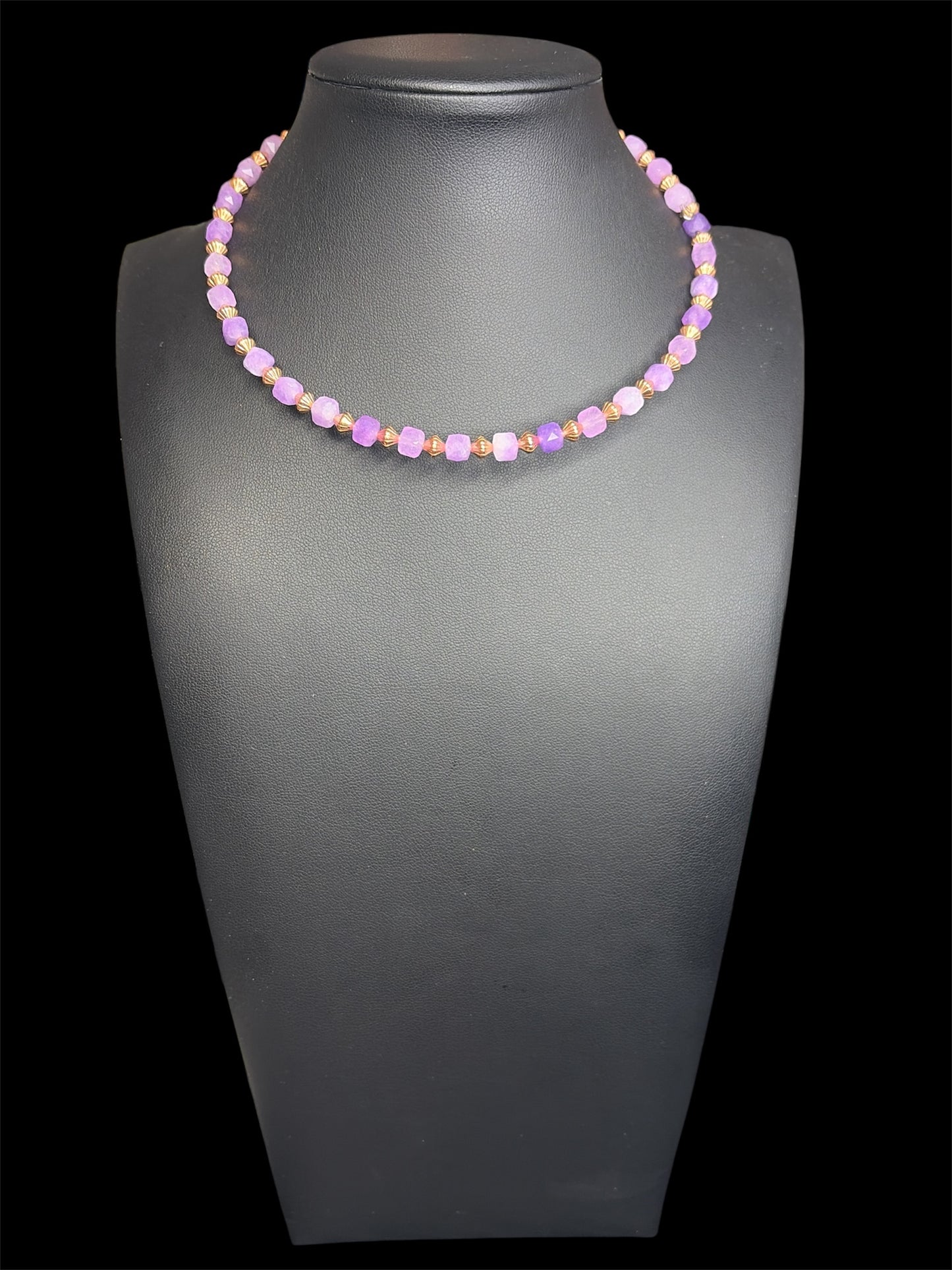 Faceted Amethyst & Copper Memory Wire
