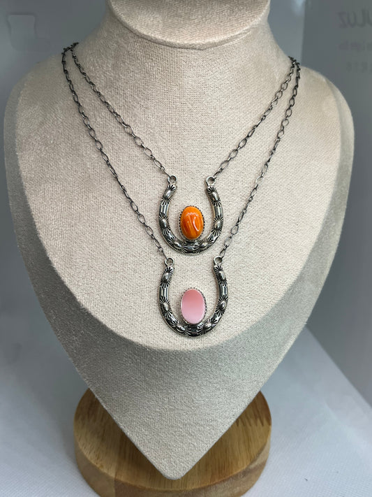 Southwestern Sterling Silver Necklaces - Pink Conch or Orange Spiny