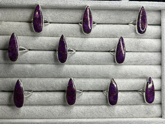 Purple Copper Turquoise Sterling Silver Rings