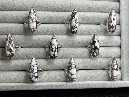 Wild Horse Jasper Teardrop Sterling Silver Rings