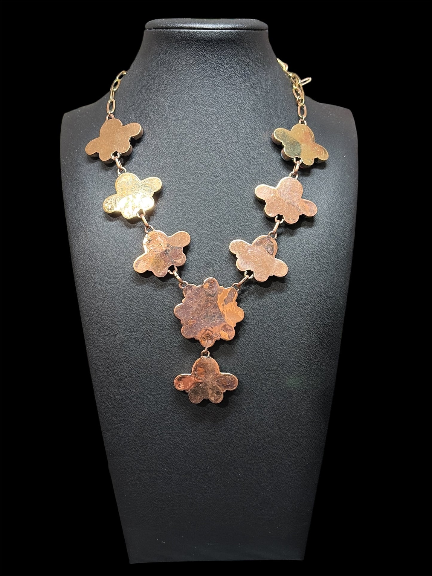 Cotton Candy Dahlia & Copper Statement Lariat Necklace