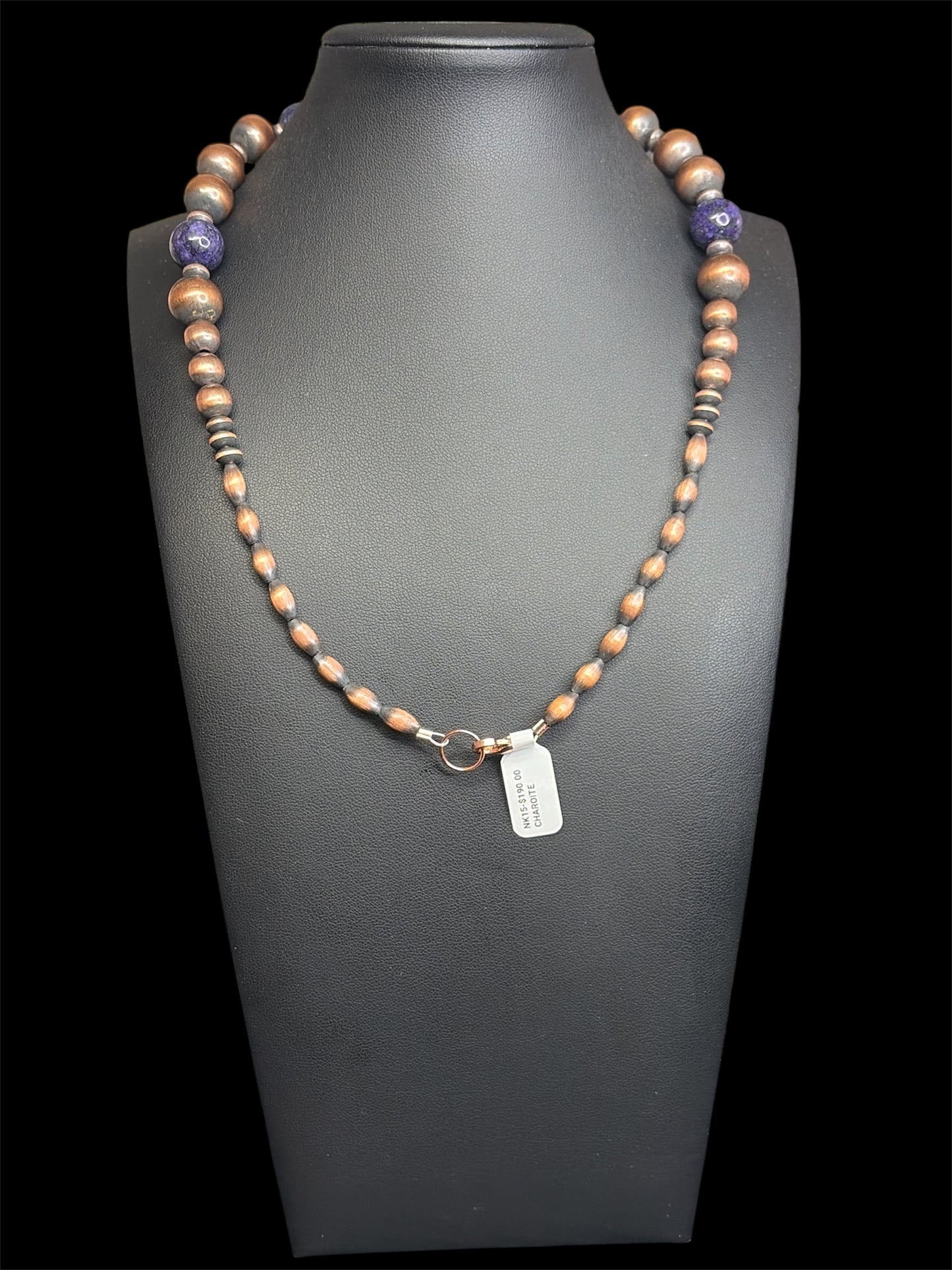 Antiqued Copper & Charoite Necklace