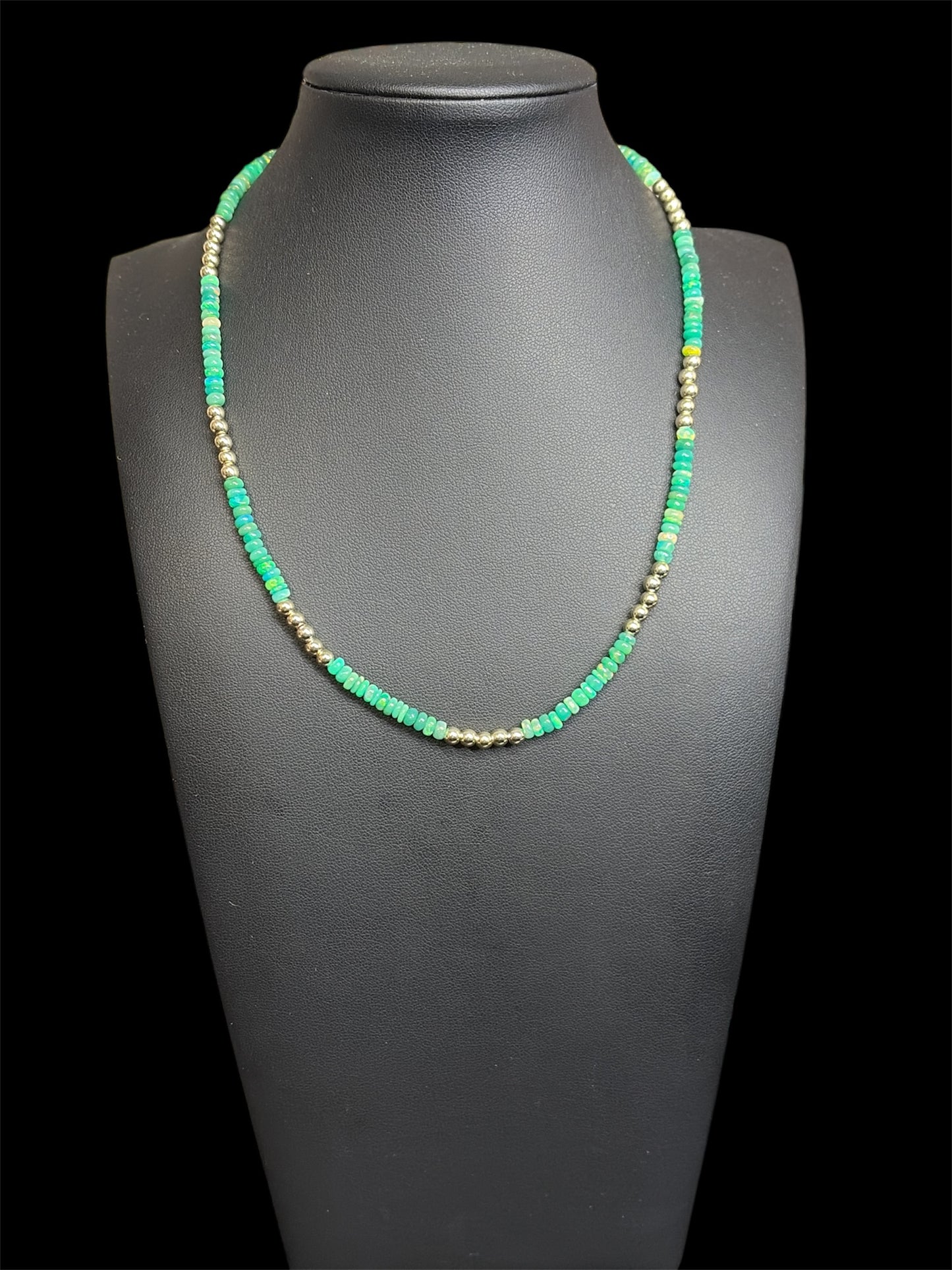 Green Fire Opal & Gold Filled Necklace