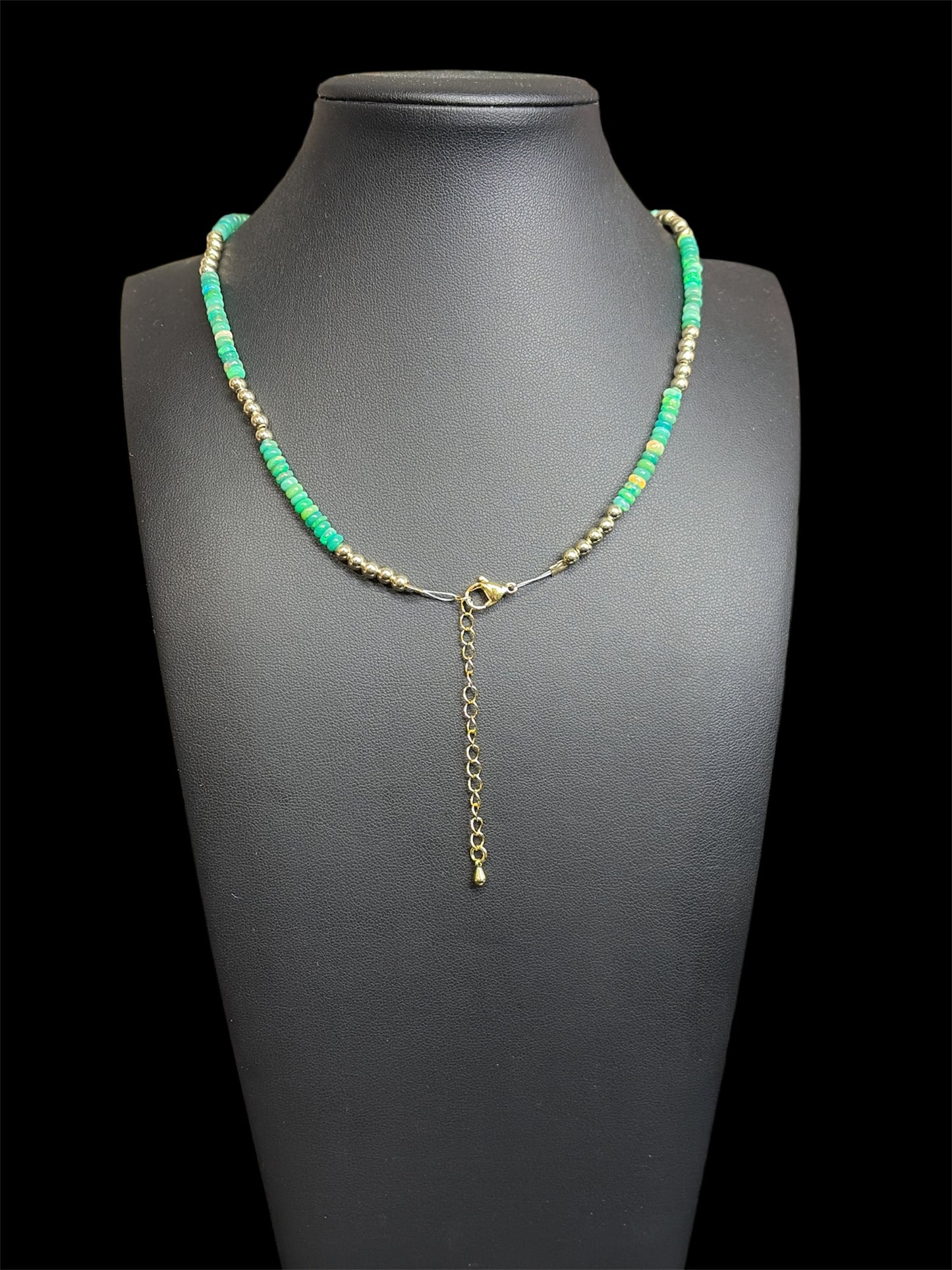 Green Fire Opal & Gold Filled Necklace