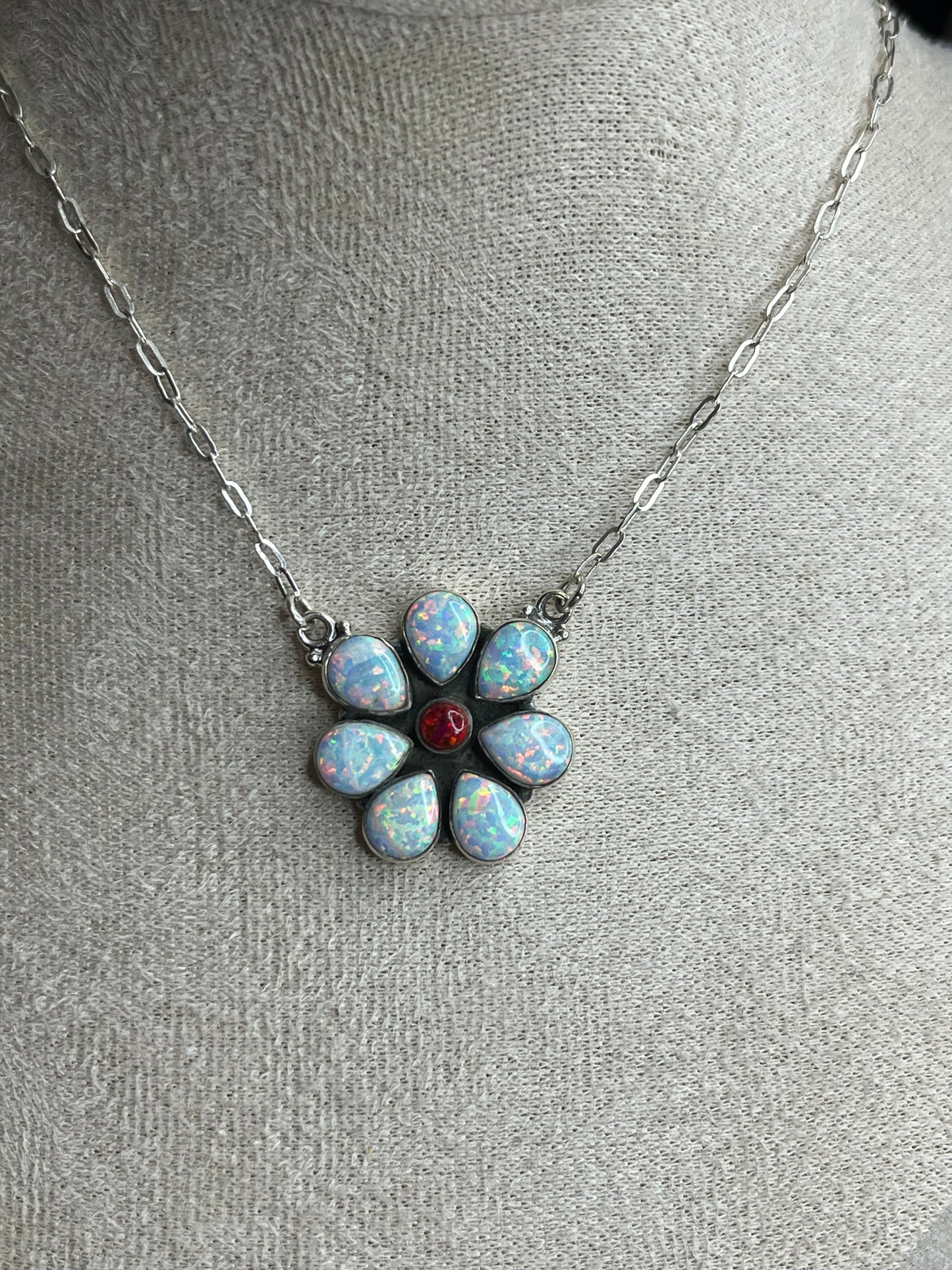 Aurora Opal Sterling Silver Necklaces