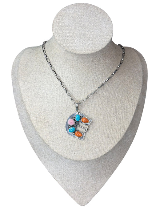 Handcrafted Multi-Stone Buckle Pendant
