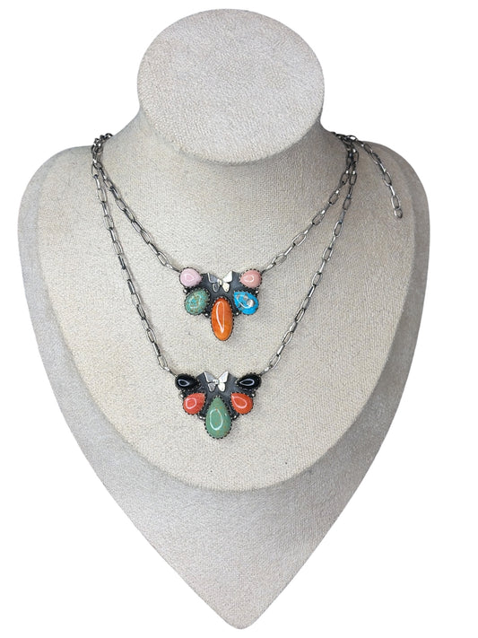 Handcrafted Multi-Stone Butterfly Necklace