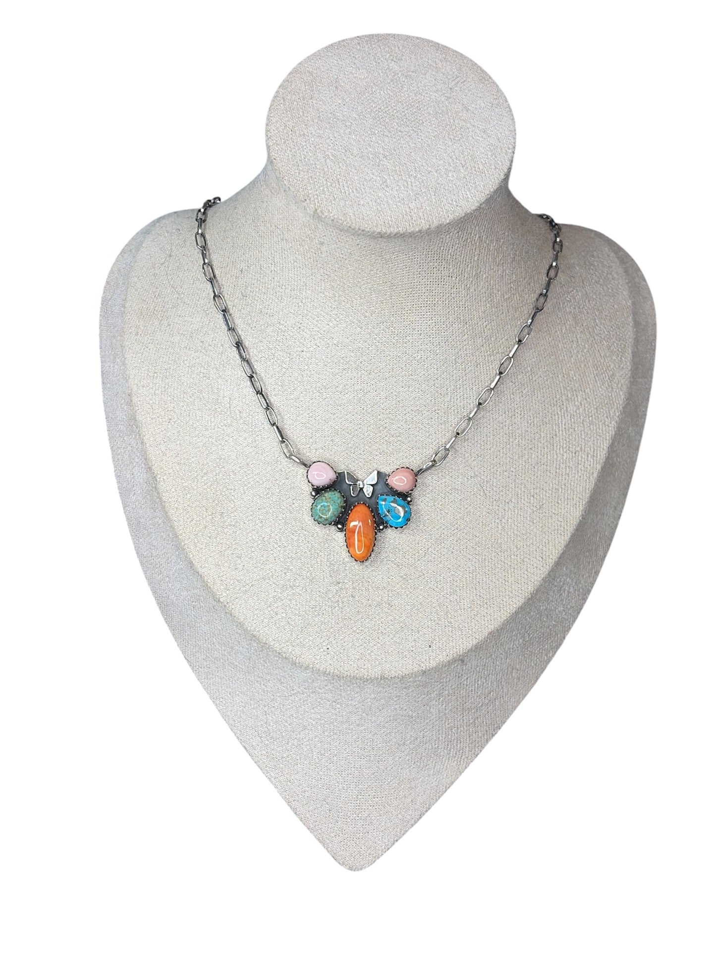 Handcrafted Multi-Stone Butterfly Necklace