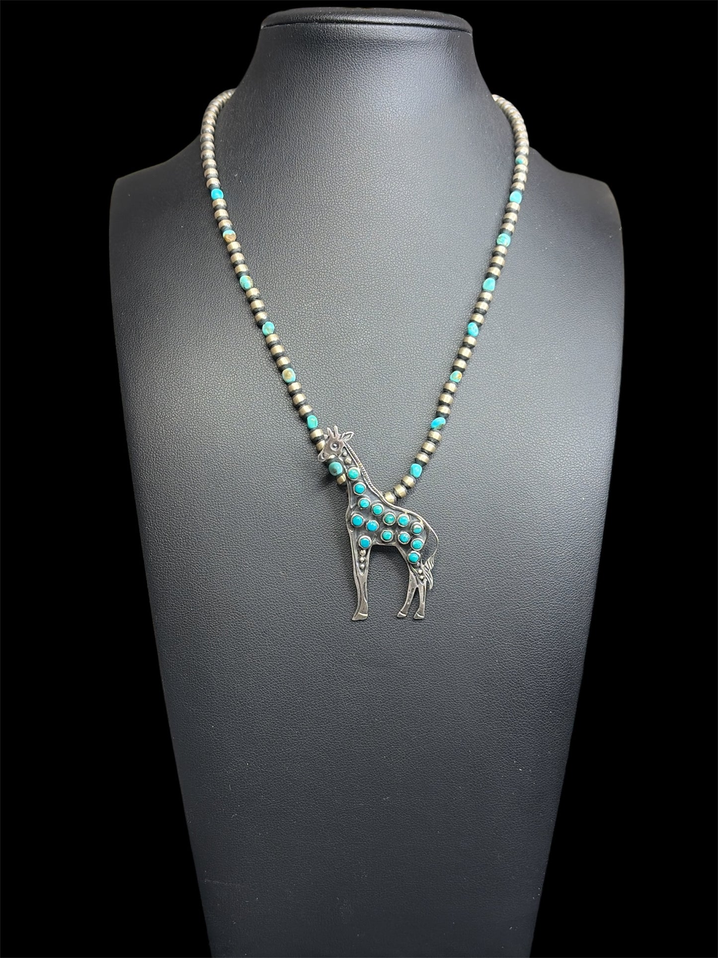 Handcrafted Kingman Turquoise Giraffe Pendant
