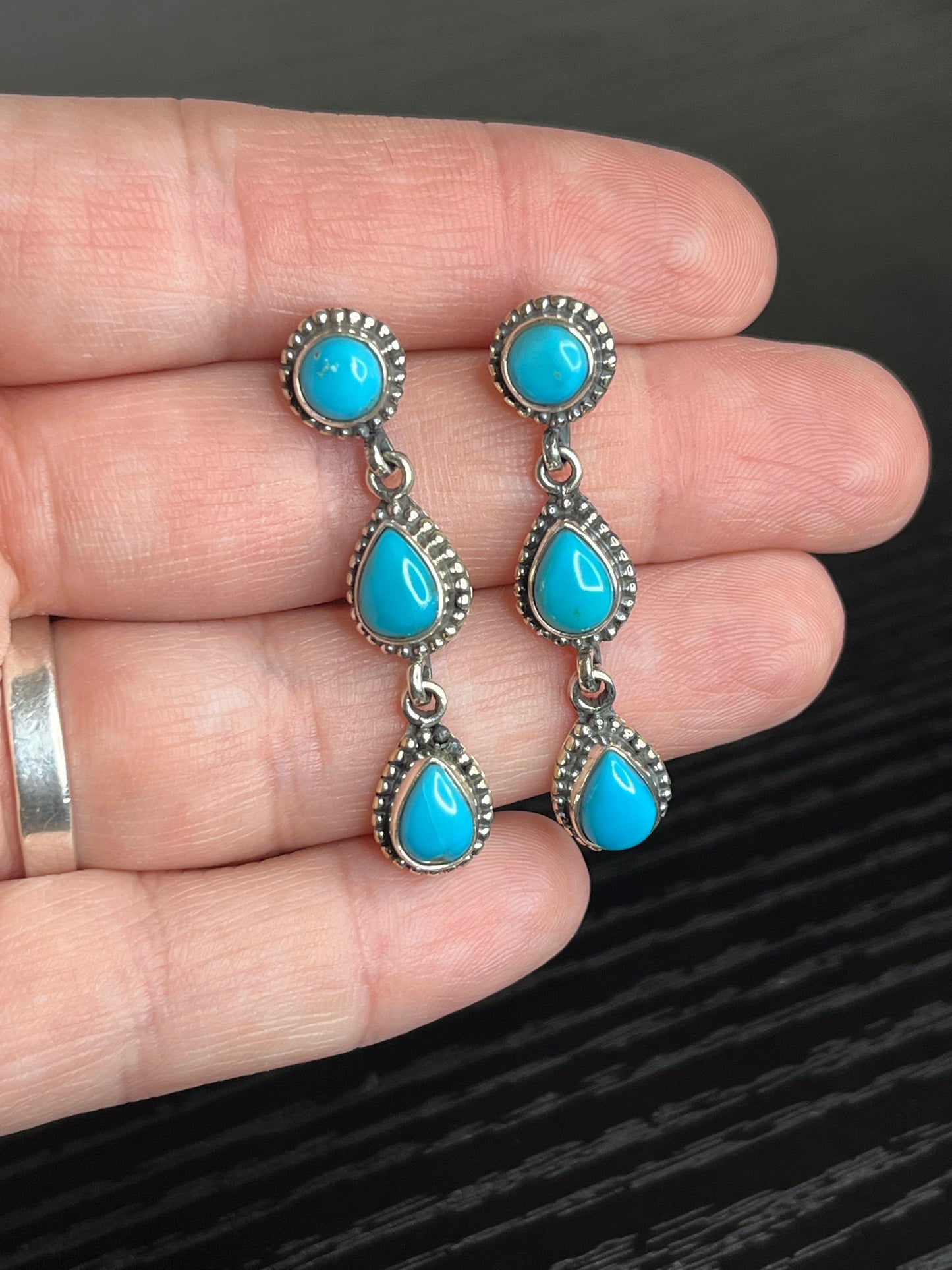 Post Back With Dangle Sterling Silver Earrings