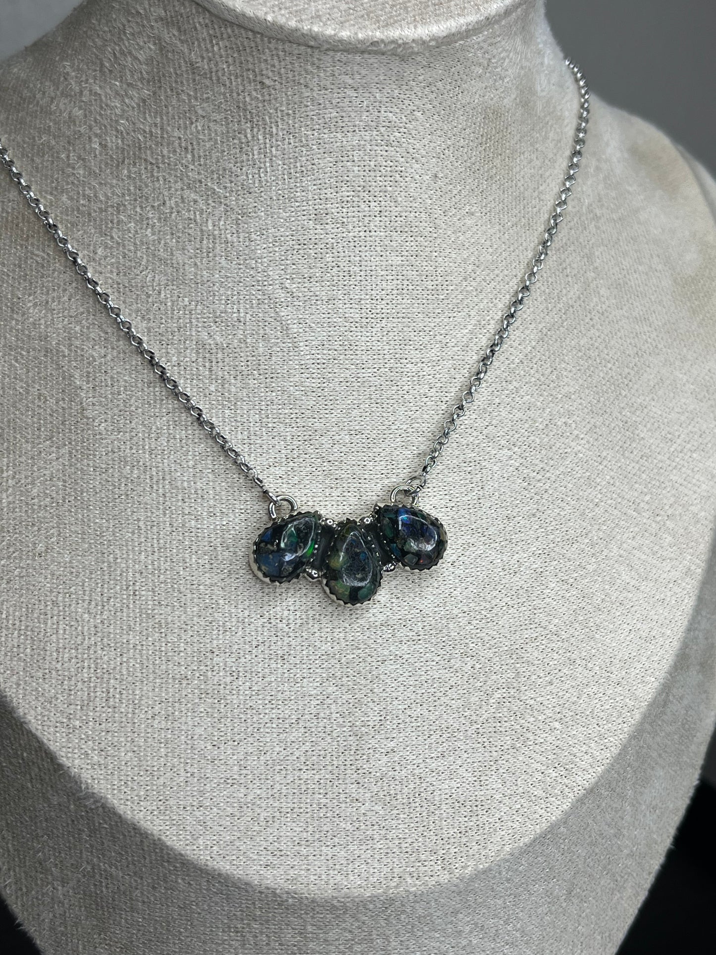 Black Opal Sterling Silver Necklace