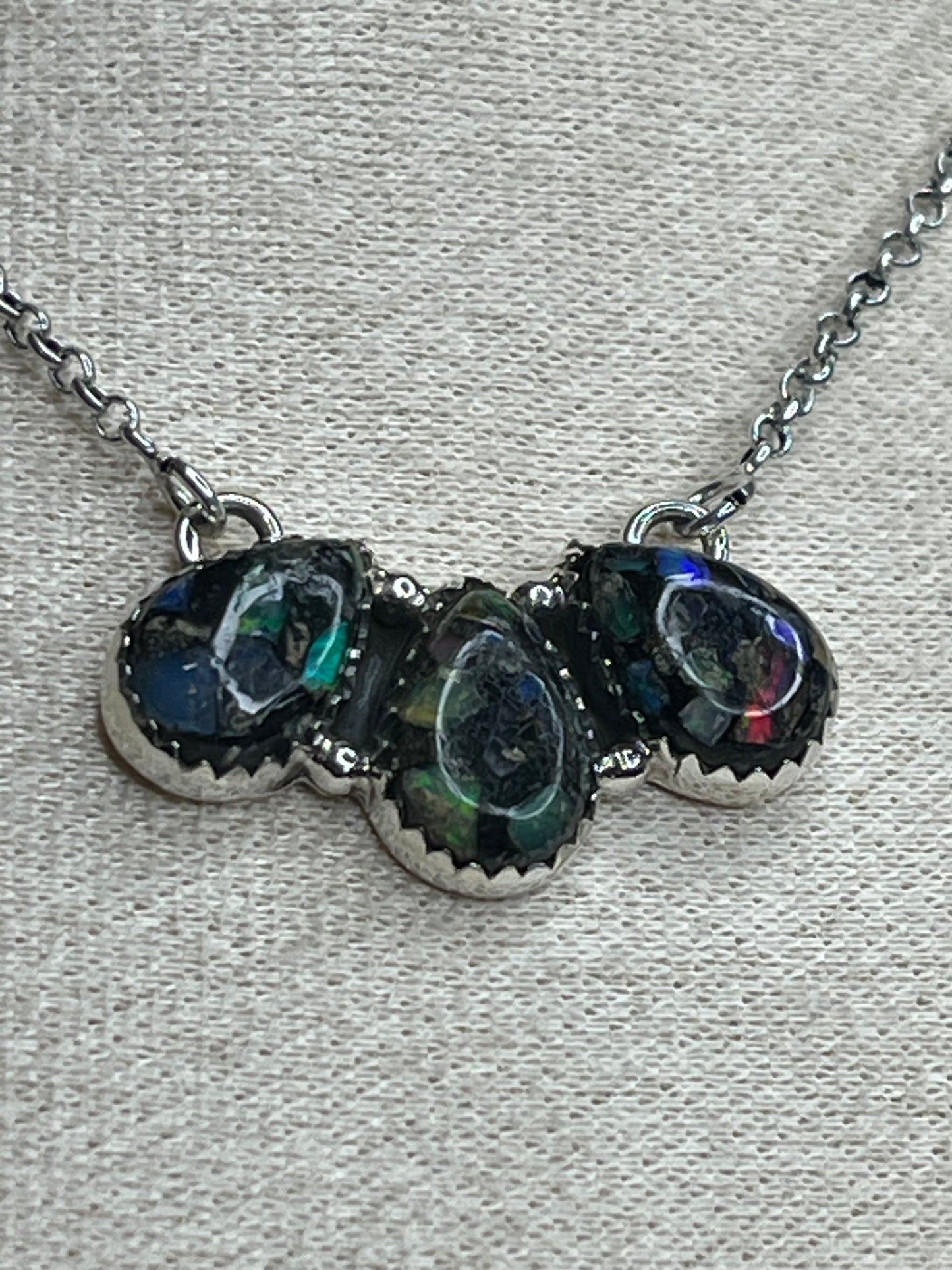 Black Opal Sterling Silver Necklace