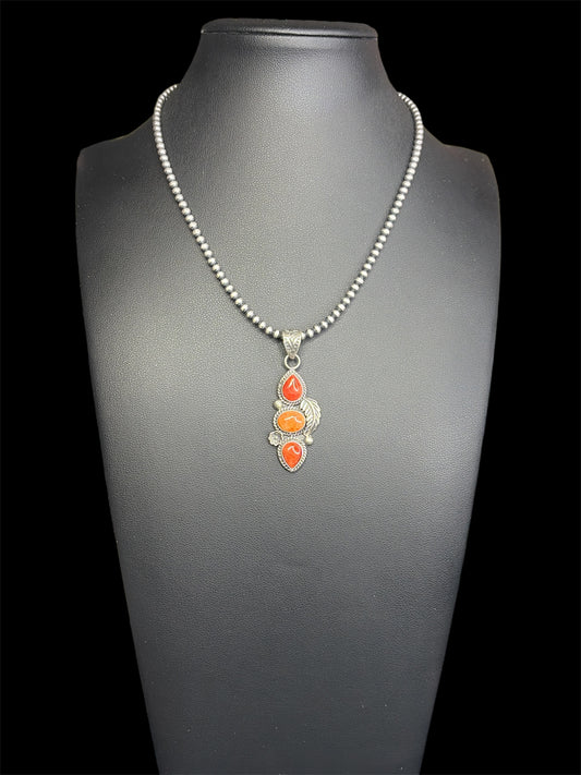 Handcrafted Red & Orange Spiny Pendant