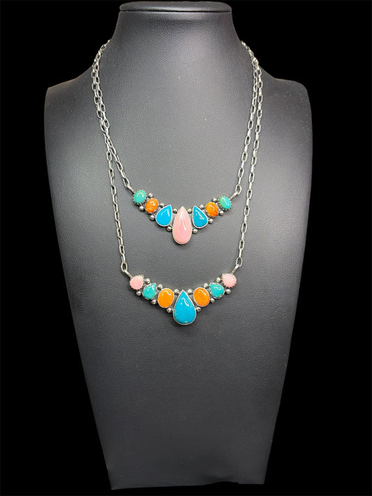Handcrafted Multi-Stone Bar Necklace