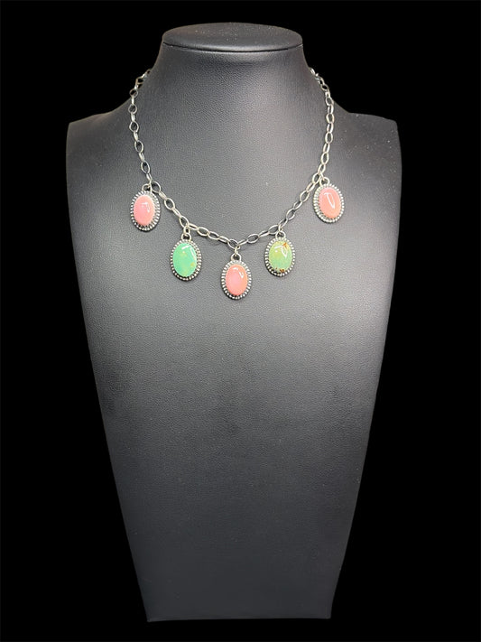 Handcrafted Kingman & Conch Charm Choker Necklace