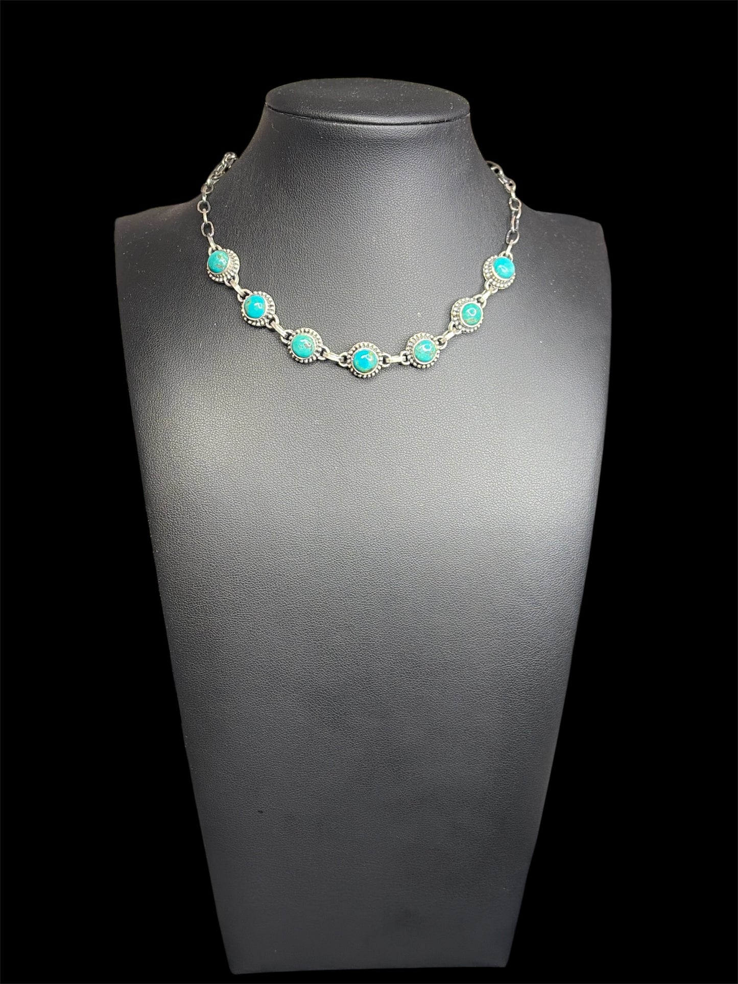 Handcrafted Kingman Turquoise Choker Necklace