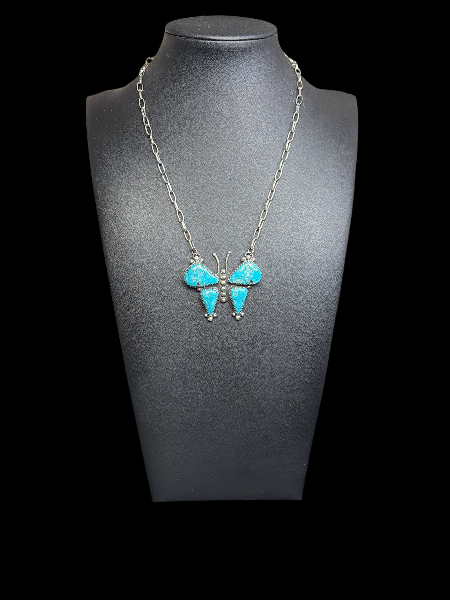 Hancrafted Kingman Turquoise Butterfly Necklace