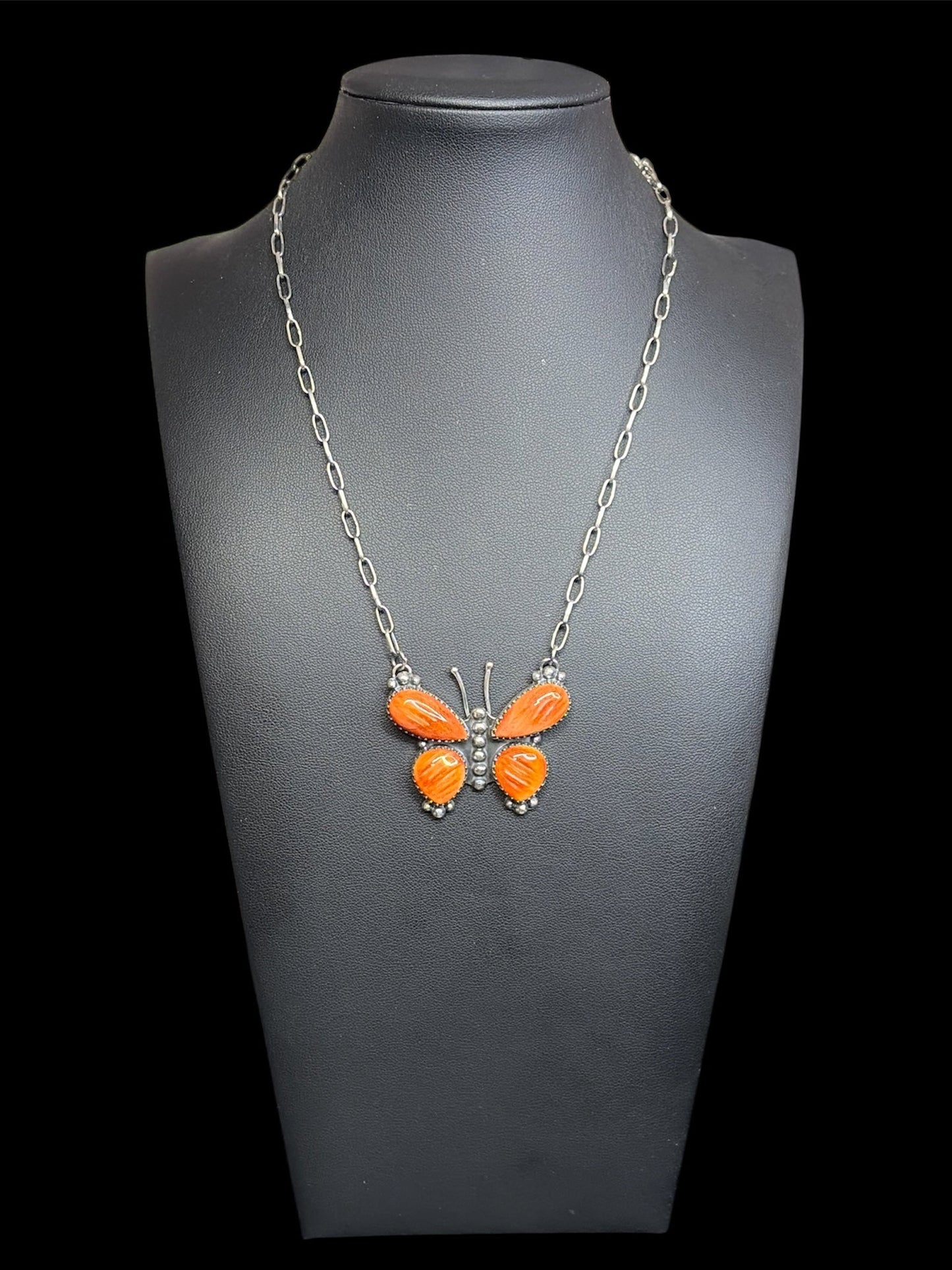 Handcrafted Orange Spiny Butterfly Necklace
