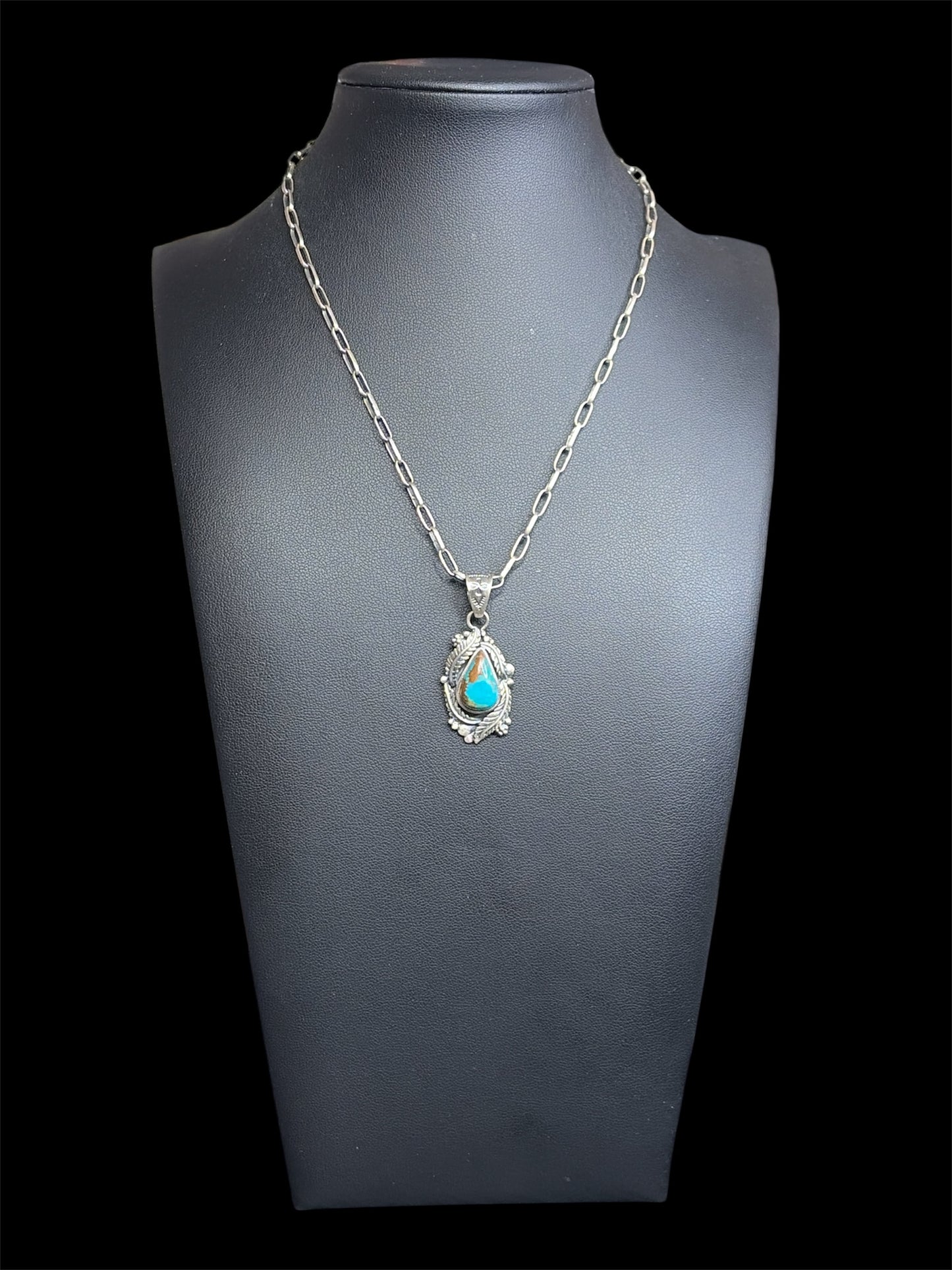 Handcrafted Kingman Turquoise & Feather Pendant
