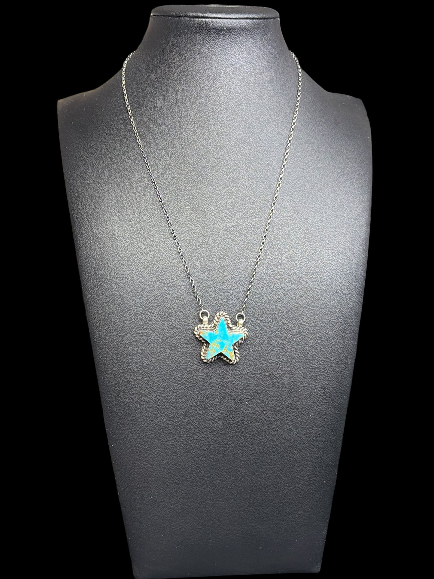 Navajo - Johnny Dixon - Kingman Turquoise Star Necklace - 16”