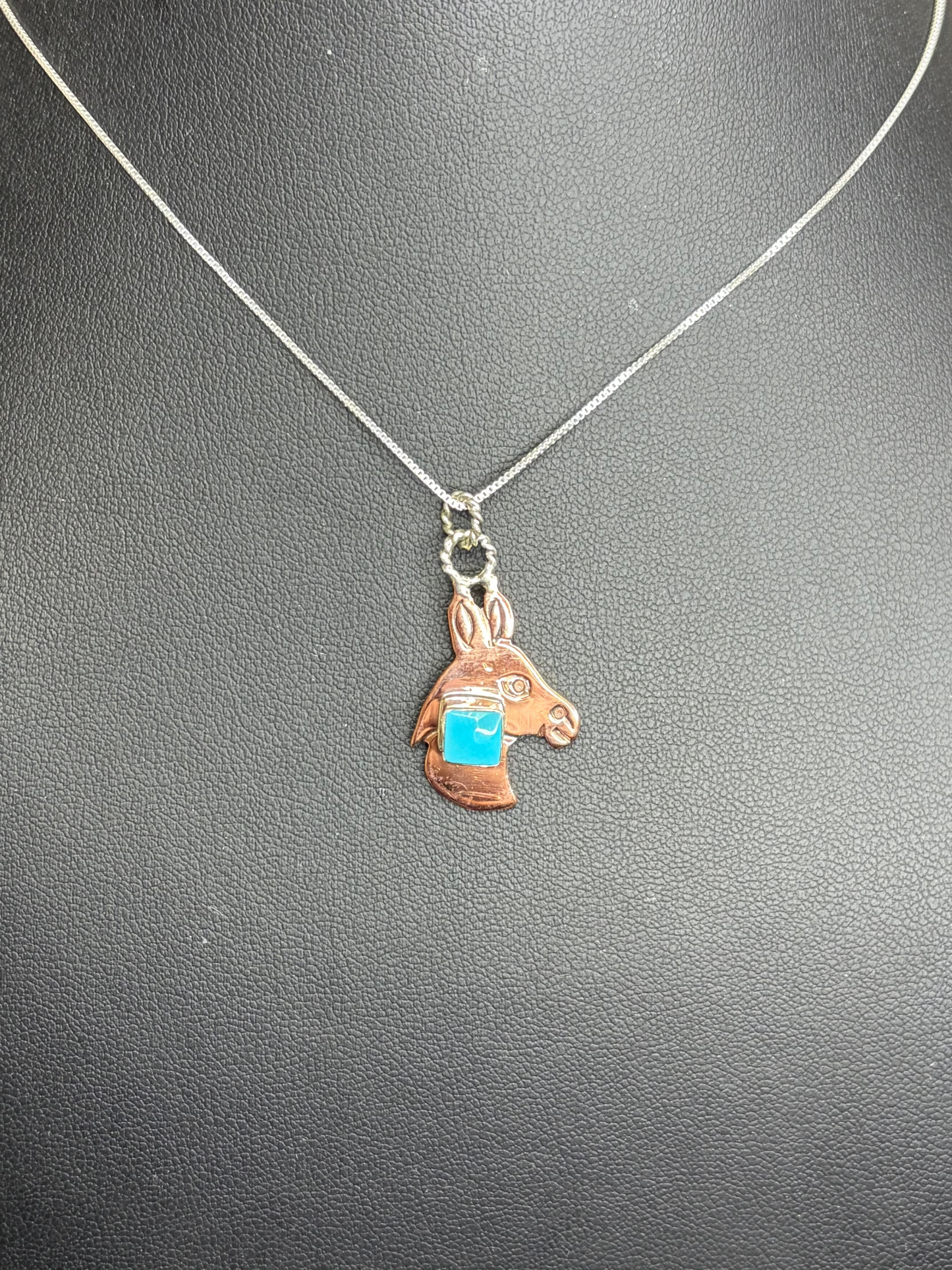 Copper, Sterling & Turquoise Donkey Necklace