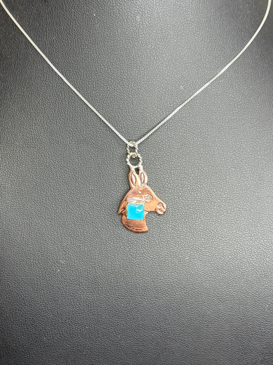 Copper, Sterling & Turquoise Donkey Necklace