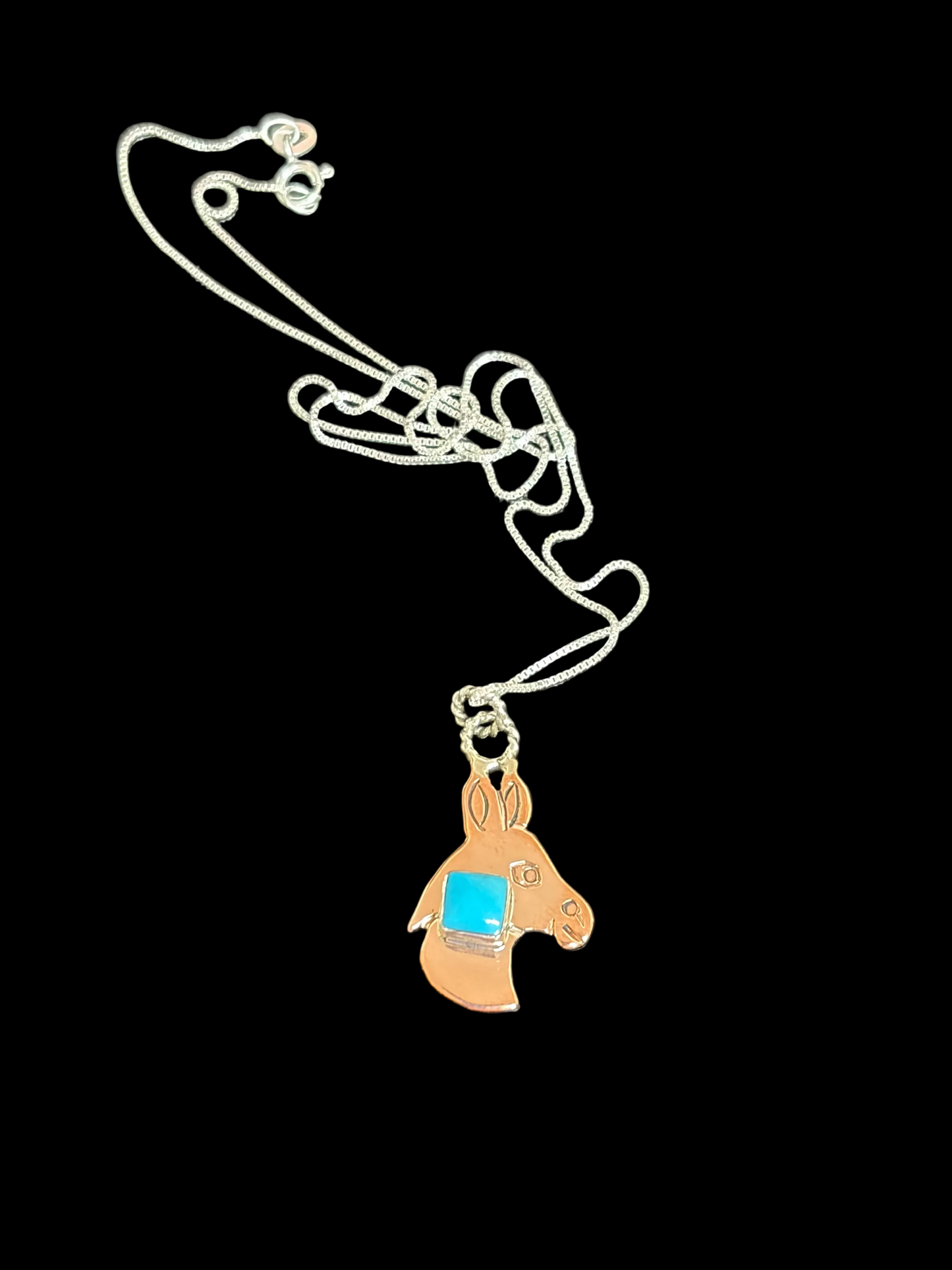 Copper, Sterling & Turquoise Donkey Necklace