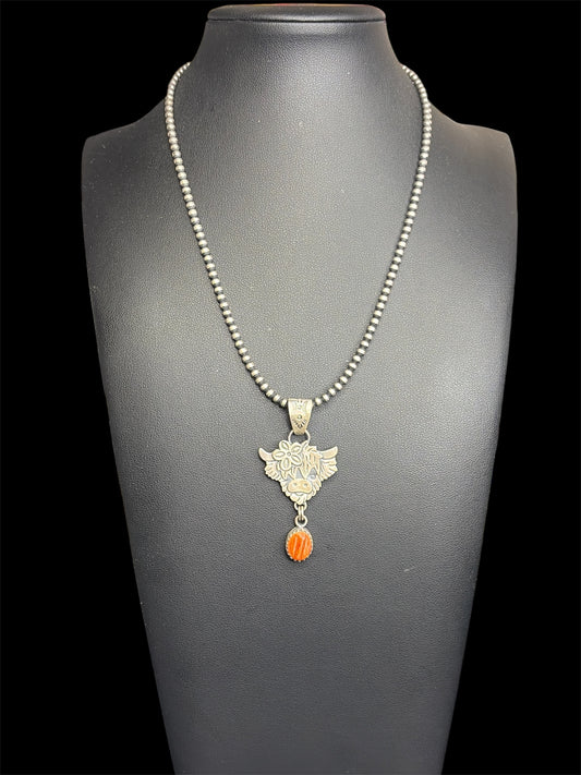 Handcrafted Orange Spiny Highland Cow Pendant