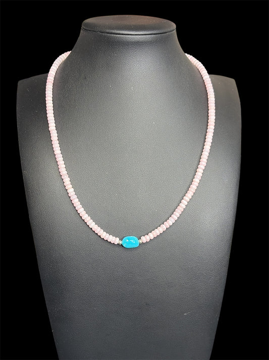 Pink Conch & Sleeping Beauty TurquoiseNecklace