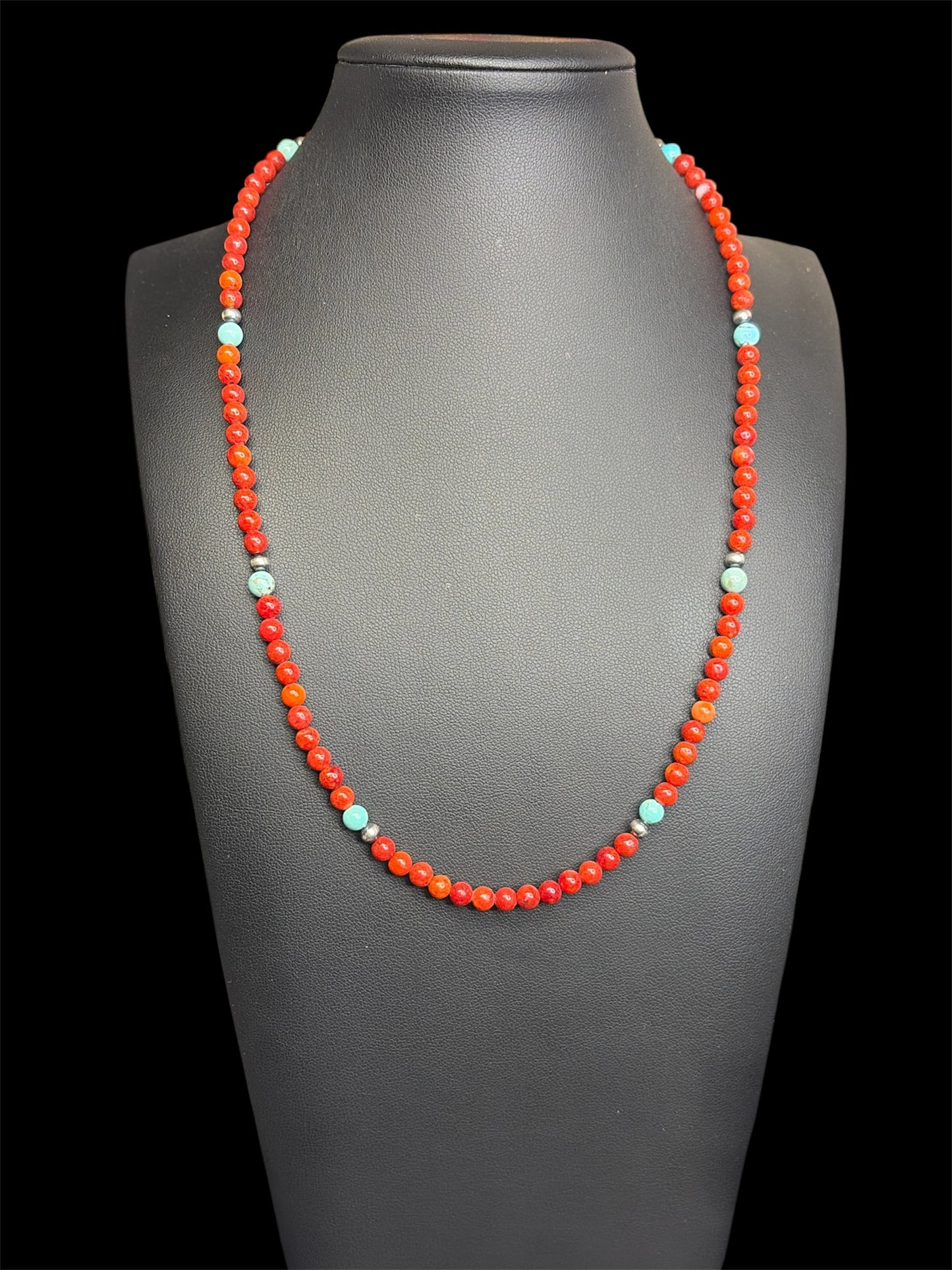 Navajo - Kimberly Tom - Apple Coral & Turquoise Necklace