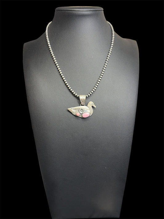 Handcrafted Pink Conch Duck Pendant