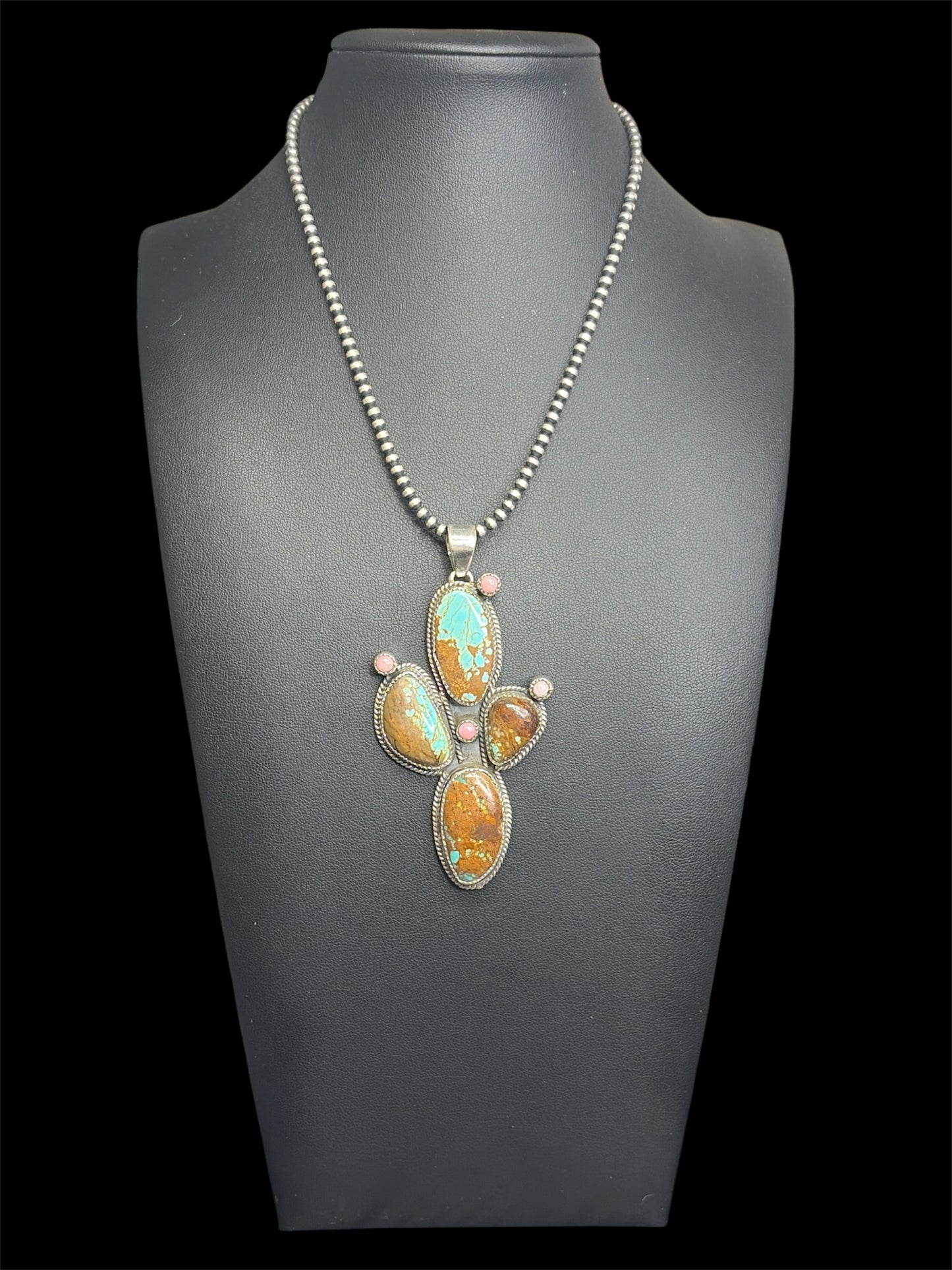 Mine 8 Turquoise & Pink Conch Cactus Pendant