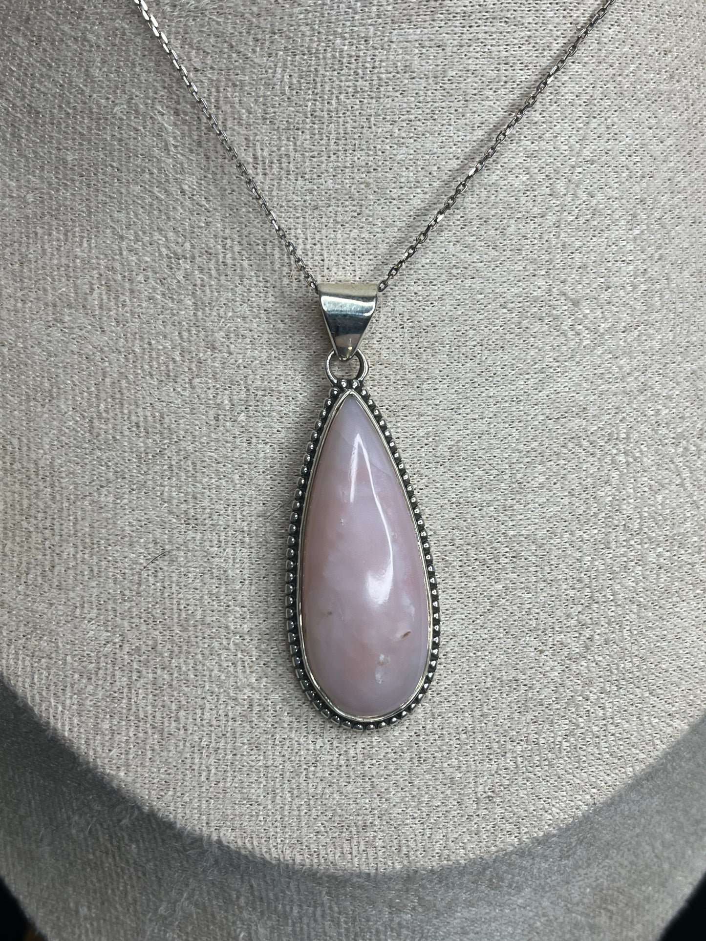 Pink Opal Sterling Silver Pendant