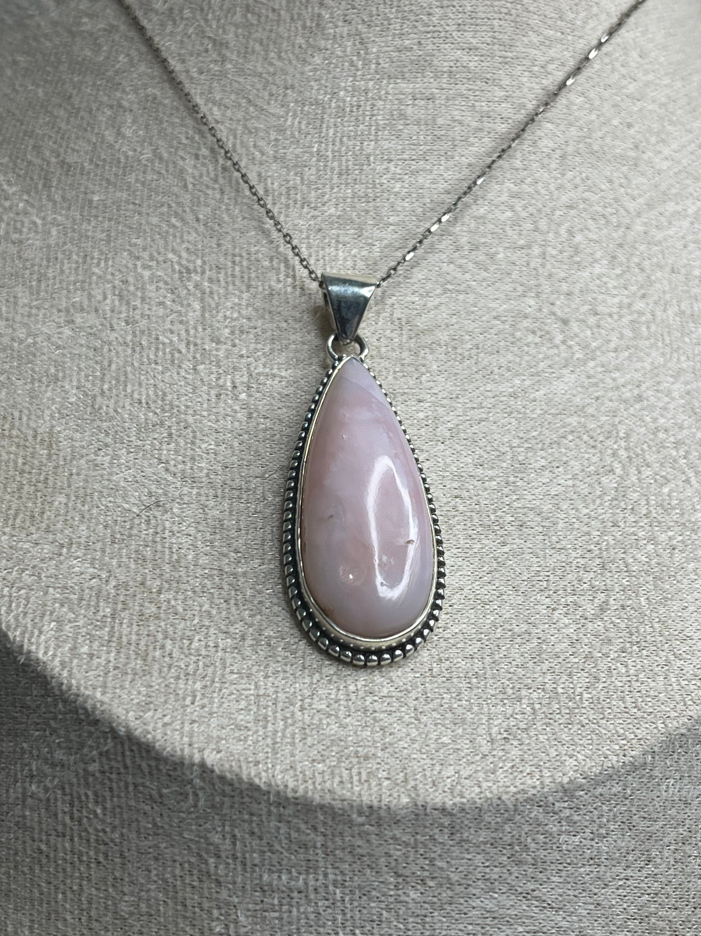 Pink Opal Sterling Silver Pendant