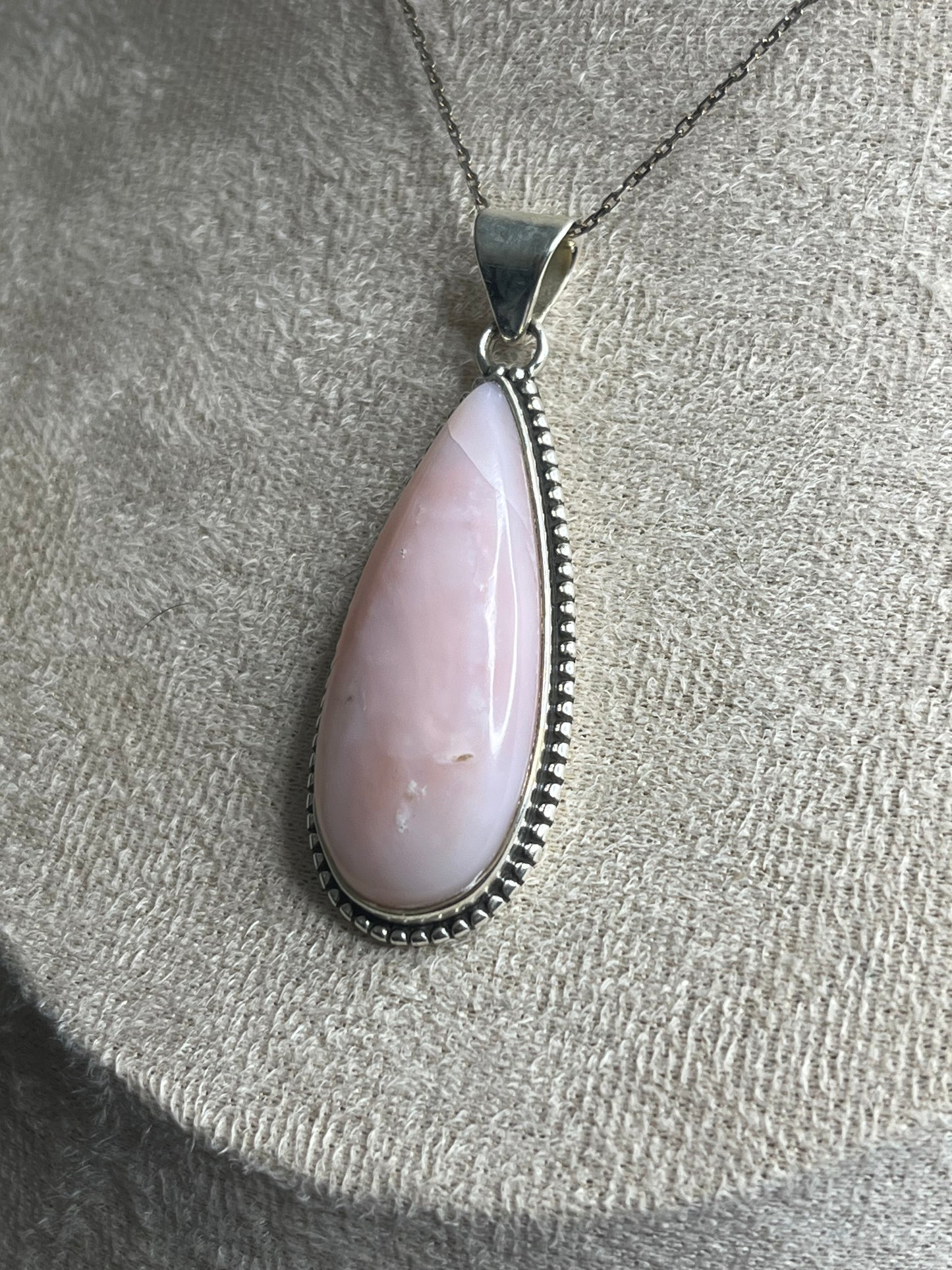Pink Opal Sterling Silver Pendant