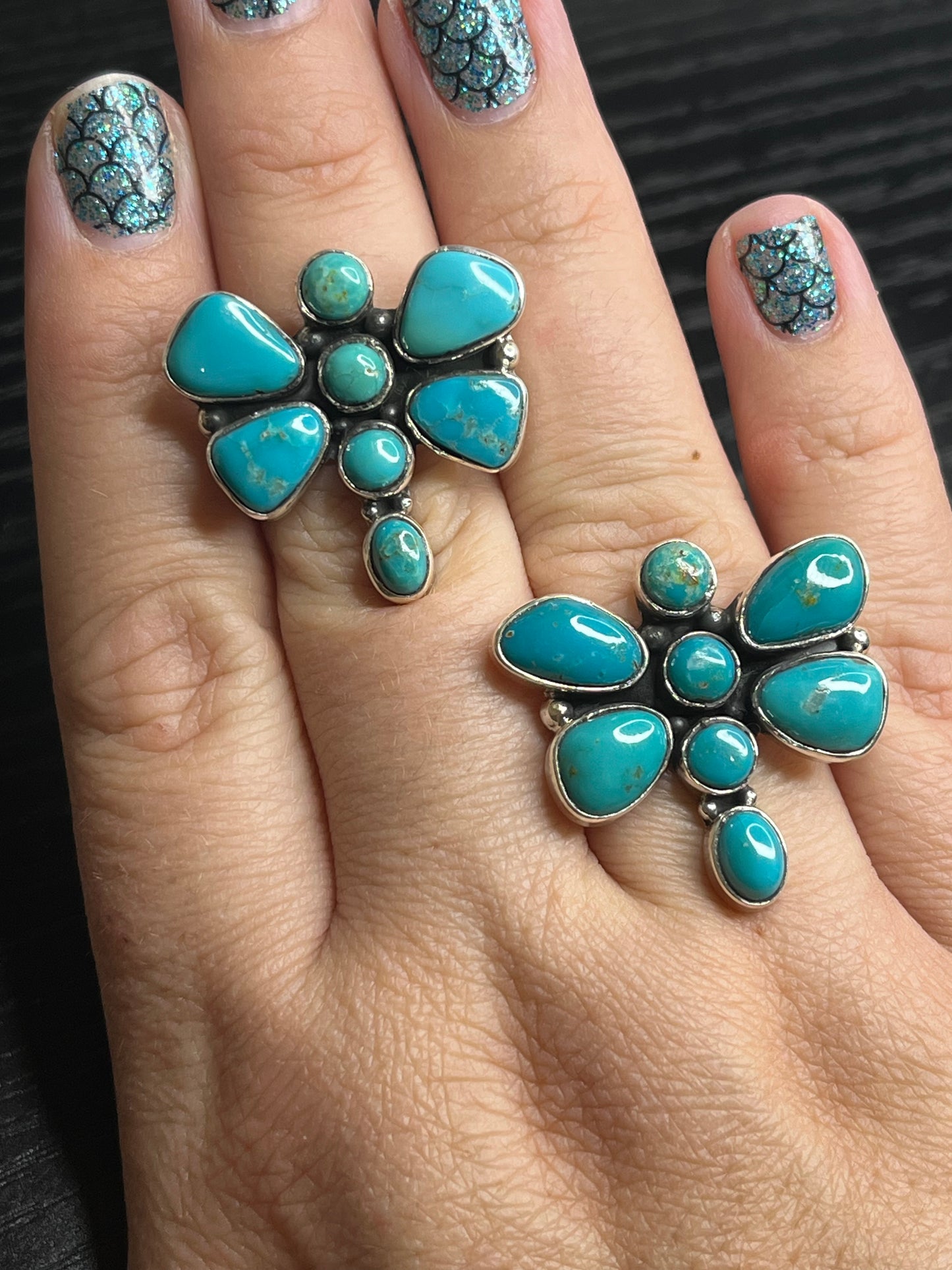 Kingman Turquoise Dragonfly Rings